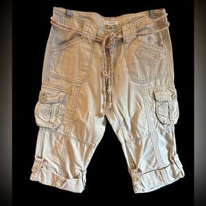 Y2K AEROPOSTALE Cargo Jorts Roll up Pants Tan Vintage Low Rise 5/6‎